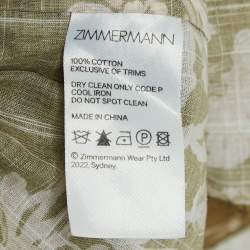Pre Owned Zimmermann Green Printed Cotton Mini Wrap Dress S