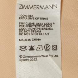 Pre Owned Zimmermann Beige Silk Satin Blouson Sleeve Asymmetric Midi Wrap Dress M
