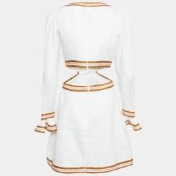 Pre Owned Zimmermann White Linen Cut-Out Mini Dress M