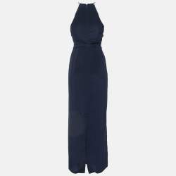 Pre Owned Zimmermann Midnight Blue Silk Halter Neck Maxi Dress S