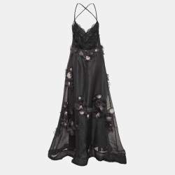 Pre Owned Zimmermann Black Matchmaker Daisy Linen Blend Slip Dress M