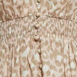 Pre Owned Zimmermann Pink Animal Print Button Front Mini Dress S