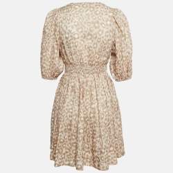 Pre Owned Zimmermann Pink Animal Print Button Front Mini Dress S