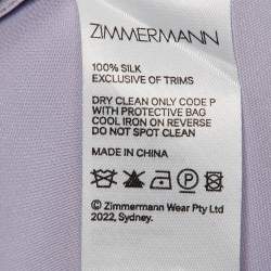 مملوكة مسبقًا Zimmermann Light Purple Satin Silk Blouson Sleeve Mini Wrap Dress M