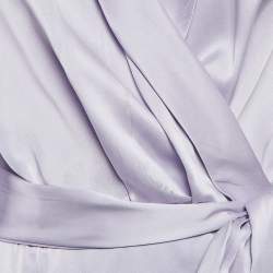 مملوكة مسبقًا Zimmermann Light Purple Satin Silk Blouson Sleeve Mini Wrap Dress M