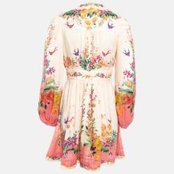 مملوكة مسبقًا Zimmermann Pink Floral Print Linen Mini Dress M