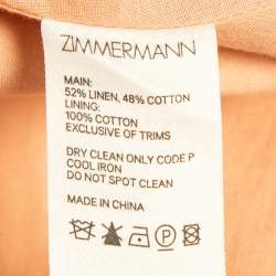 Pre Owned Zimmermann Light Orange Floral Print Zinnia Scallop Mini Dress M