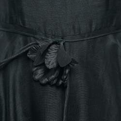 مملوكة مسبقًا Zimmermann Black Flower Applique Linin Midi Dress M