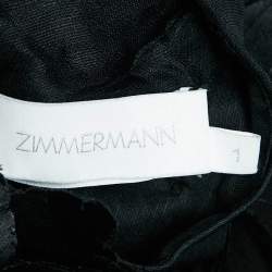 مملوكة مسبقًا Zimmermann Black Flower Applique Linin Midi Dress M