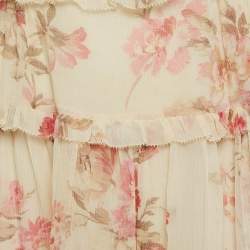 Zimmermann Yellow Floral Print Silk Corsair Corset Frill Mini Dress M