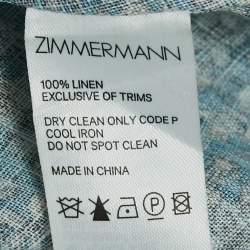 Pre Owned Zimmermann Blue Floral Print Off-Shoulder Midi Dress S