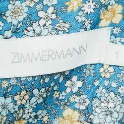 Pre Owned Zimmermann Blue Floral Print Off-Shoulder Midi Dress S