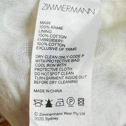 Pre Owned Zimmermann Multicolor Ramie Scallop Hem Puff Sleeve Blouse S