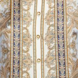 Pre Owned Zimmermann Blue Luminous Paisley Print Silk Neck Tie-Up Shirt S