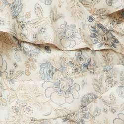 Pre Owned Zimmermann Beige Floral Print Wrap-Around Dress S