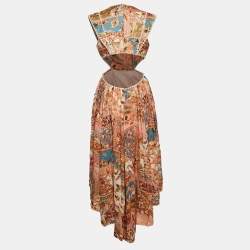 Pre Owned Zimmermann Multicolor Printed Ramie Cut-Out Dress Midi M