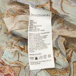 Pre Owned Zimmermann Multicolor Printed Silk Chiffon Belted Shirt Dress S