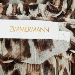 Pre Owned Zimmermann Brown Leopard Print Silk Chiffon Tiered Midi Dress M