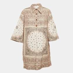Pre Owned Zimmermann Beige Paisley and Floral Print Linen Tunic Dress L
