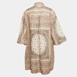 Pre Owned Zimmermann Beige Paisley and Floral Print Linen Tunic Dress L