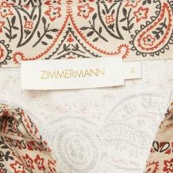 Pre Owned Zimmermann Beige Paisley and Floral Print Linen Tunic Dress L