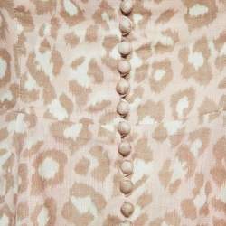 Pre Owned Zimmermann Pink Leopard Print Strapless Midi Dress M