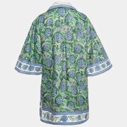 Pre Owned Zimmermann Green Junie Print Linen Tunic Dress XL