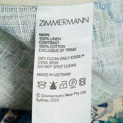 Pre Owned Zimmermann Green Junie Print Linen Tunic Dress XL