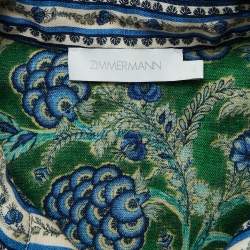 Pre Owned Zimmermann Green Junie Print Linen Tunic Dress XL