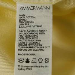 Zimmermann Yellow Cotton Double Breasted Blazer S