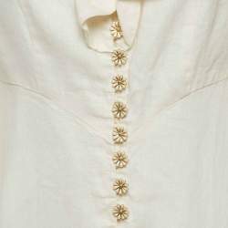 Zimmermann White Linen Button Front Midi Dress L