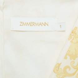Zimmermann White Floral Linen and Silk Post-Card Pleated Sleeves Midi Dress S