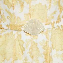 Zimmermann White Floral Linen and Silk Post-Card Pleated Sleeves Midi Dress S
