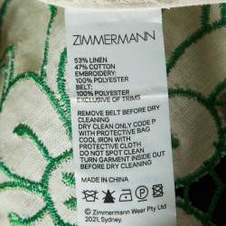 Pre Owned Zimmermann Cream Teddy Floral Embroidered Linen & Cotton Midi Dress L
