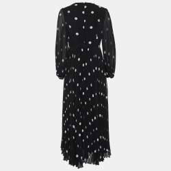 Pre Owned Zimmermann Black Polka Dot Crepe Sunray Pleated Dress L