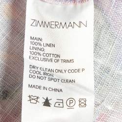 Pre Owned Zimmermann Purple Floral Print Linen Bellitude Long Dress L