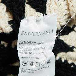 Pre Owned Zimmermann Beige/Black Crochet Knit Anneke Halter Neck Top S