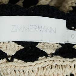 Pre Owned Zimmermann Beige/Black Crochet Knit Anneke Halter Neck Top S