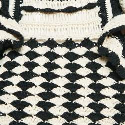 Pre Owned Zimmermann Beige/Black Crochet Knit Anneke Halter Neck Top S
