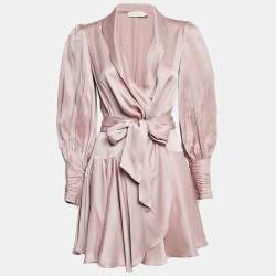 Zimmermann Pink Silk Wrap-Up Mini Dress XS