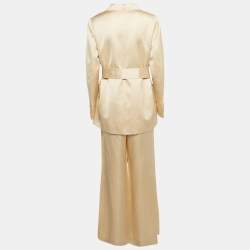 Zimmermann Beige Crepe Belted Blazer and Pants Set L