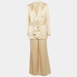 Zimmermann Beige Crepe Belted Blazer and Pants Set L