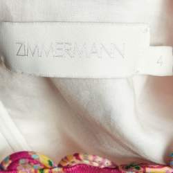 مملوكة مسبقًا Zimmermann Pink Paisley Print Linen Teddy Scallop Shift Dress XL