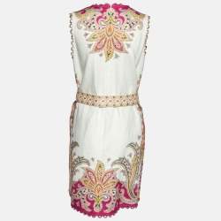 مملوكة مسبقًا Zimmermann Pink Paisley Print Linen Teddy Scallop Shift Dress XL