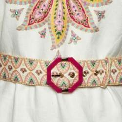 مملوكة مسبقًا Zimmermann Pink Paisley Print Linen Teddy Scallop Shift Dress XL