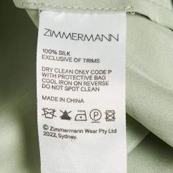 Pre Owned Zimmermann Ice Green Silk Wrap Dress S