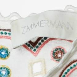 Zimmermann White Linen and Cotton Embroidered Mini Dress XS