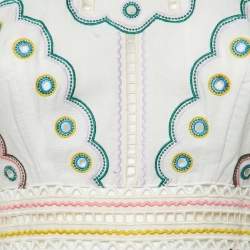 Zimmermann White Linen and Cotton Embroidered Mini Dress XS