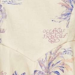 Pre Owned Zimmermann Cream Floral Print Linen Day Mini Dress L