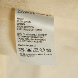 Pre Owned Zimmermann Cream Floral Print Linen Day Mini Dress L